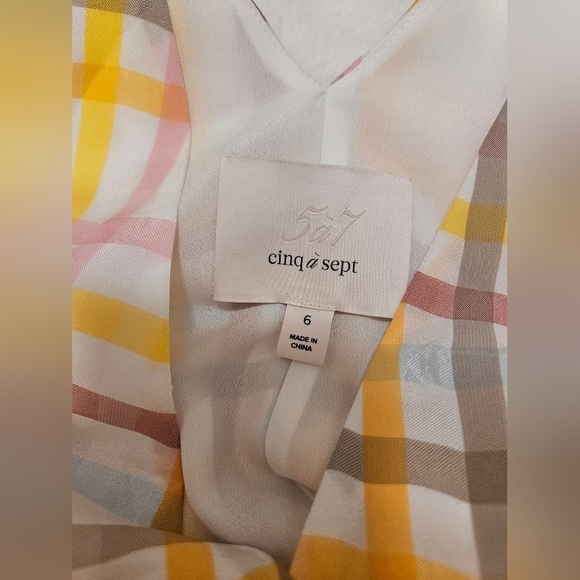 Cinq a Sept Astor Plaid Print Long Dress Size 6 - Picture 11 of 12